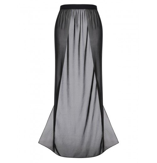 Black  Solid Long Skirt Cover-up