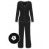 3PCS Black  Solid Pajamas