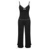 3PCS Black  Solid Pajamas