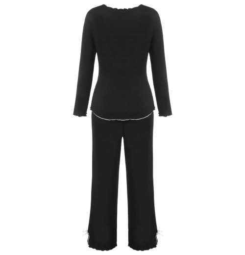 3PCS Black  Solid Pajamas