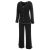 3PCS Black  Solid Pajamas