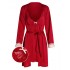 2PCS Red  Lace Patchwork Nightgown