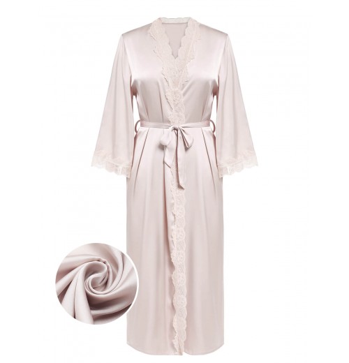 Light Pink  Lace-up Satin Sleepwear