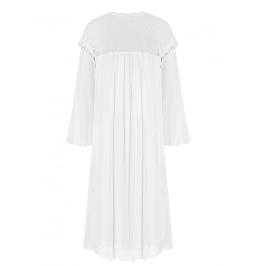 White  Solid Lantern Sleeve Nightgown