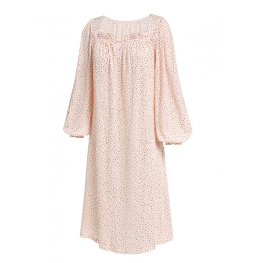 Pink  Puff Sleeves Knitted Nightgown