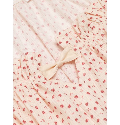 Pink  Puff Sleeves Knitted Nightgown