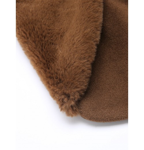 Brown   Fur Collar Bolero Jacket