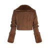 Brown   Fur Collar Bolero Jacket