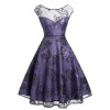 Purple  Mesh Floral Swing Dress